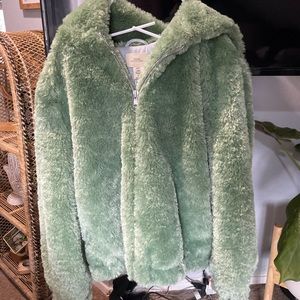 Medium Urban outfitters fluffy zip up green